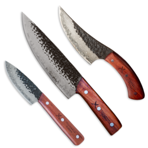 3 damascus knives set